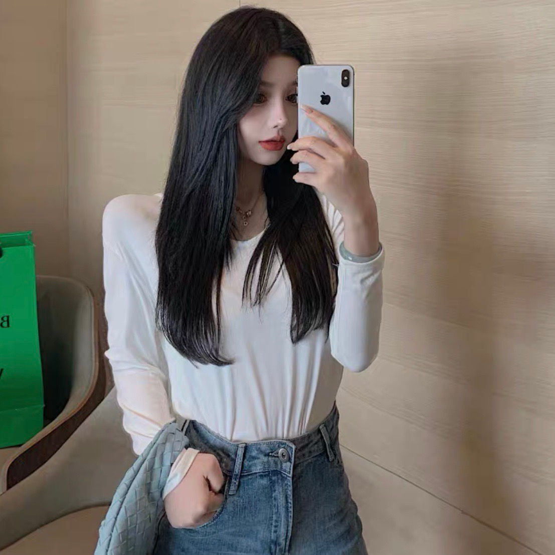 👩🏻韩版长袖v领