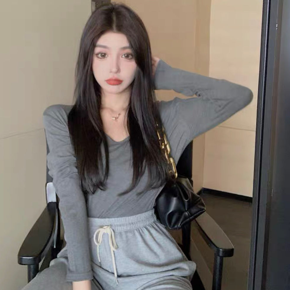Thumbnail: 👩🏻韩版长袖v领