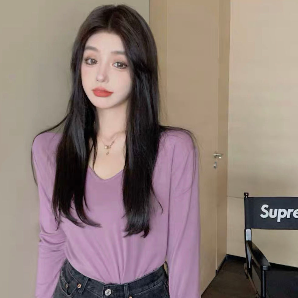 Thumbnail: 👩🏻韩版长袖v领