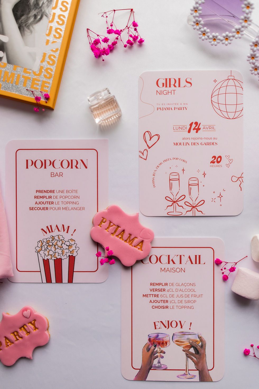 menu, cocktail, invitation, anniversaire