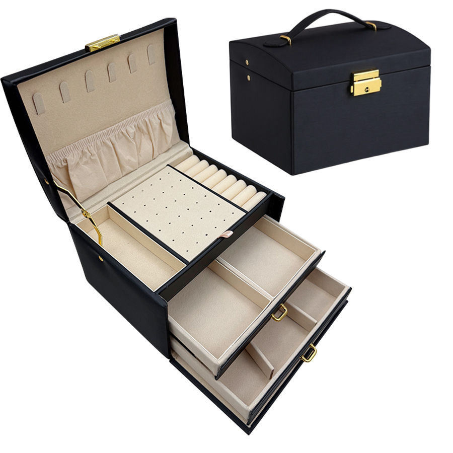 Thumbnail: 1PC, lock arch three-layer jewelry box, suitable for all kinds of jewelry storag