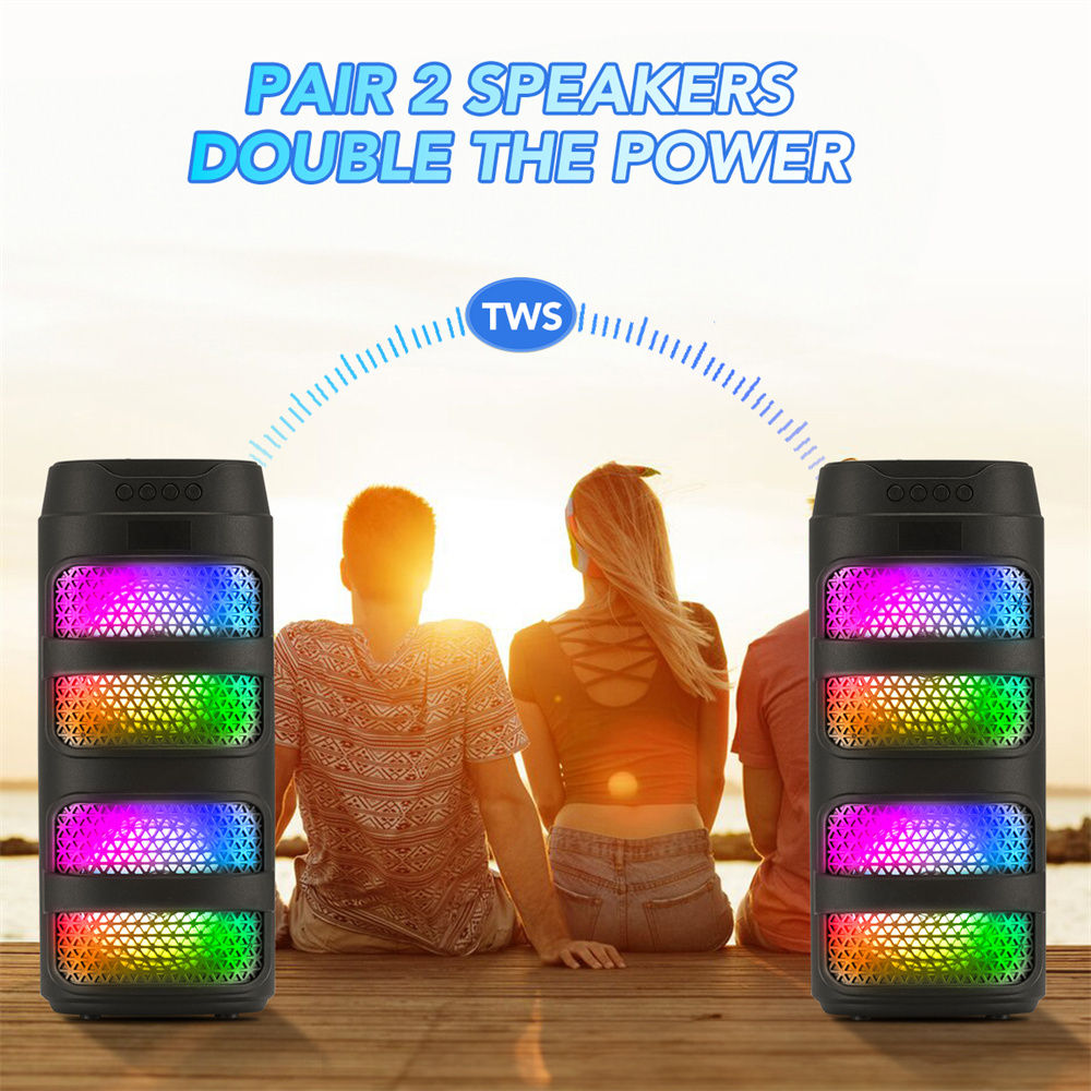 3000W Bluetooth Speaker Dual 4 inch Speaker Stereo Outdoor Portable Subwoofer 5.