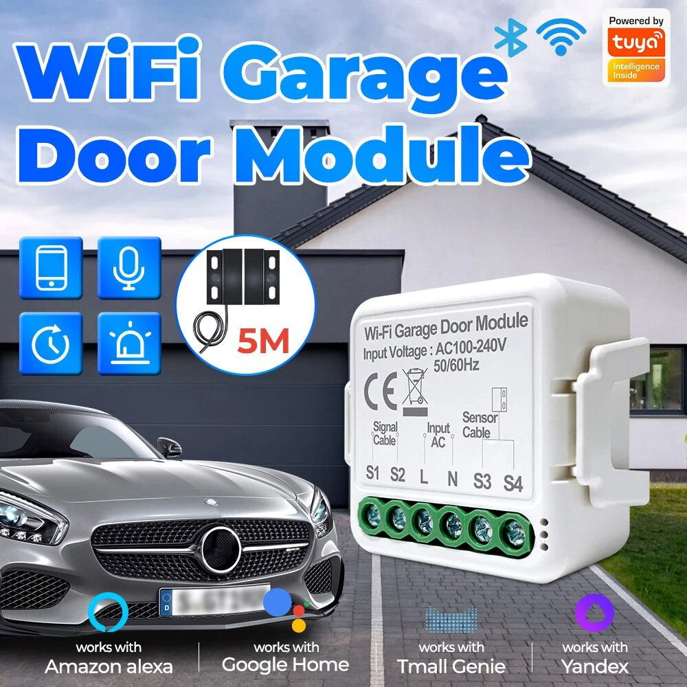 Tuya WiFi Switch Garage Door Controller Smart Door Opener Work with Alexa Google