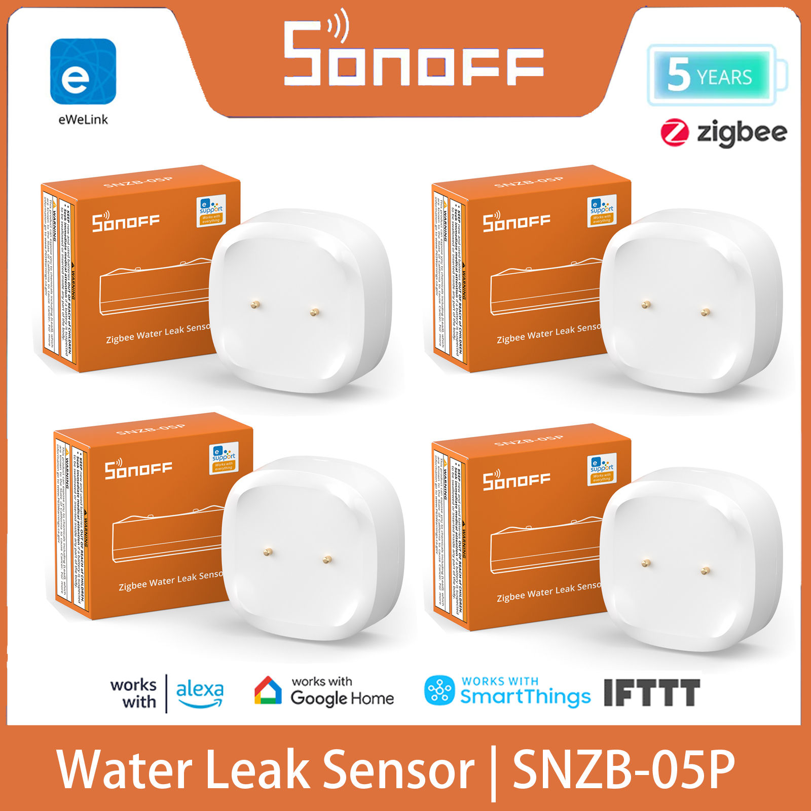 SONOFF SNZB-05P Zigbee 3.0 Water Leak Detector 5 Years Lifetime IP67 Waterproof