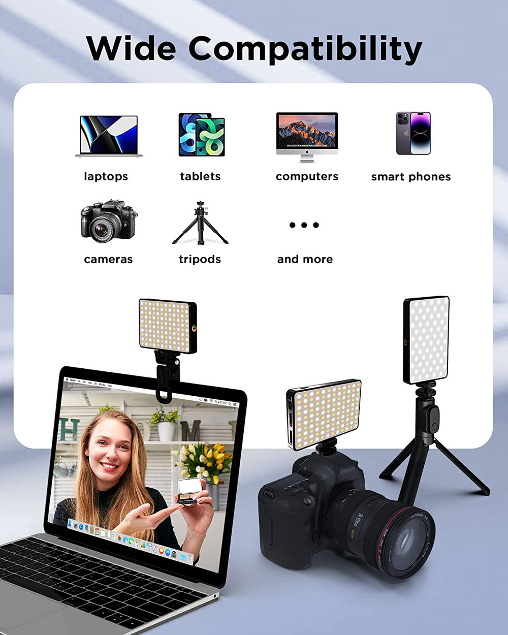 LED Selfie Light 120 LED 3000Mah Rechargeable Phone Light Clip 3 Light Modes Rin