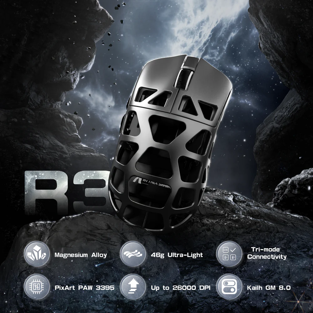 ATTACK SHARK R3 Magnesium Alloy Gaming Mouse 8K SUPERLIGHT 8000Hz 6 Adjustable D