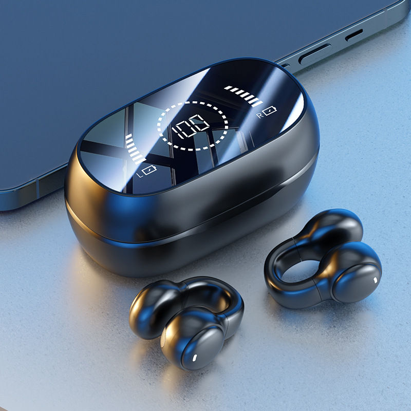 Digital Display Ear Clip Wireless Bluetooth Headphones with Noise Reduction, Hig