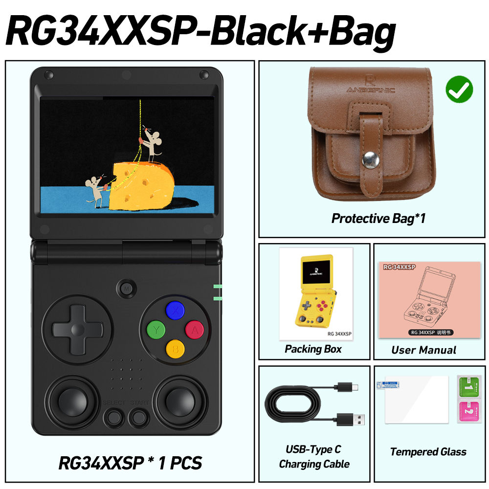 Anbernic RG34XXSP 3.4-Inch IPS Linux 64-bit Game Console H700 Quad-Core 1GB Retr