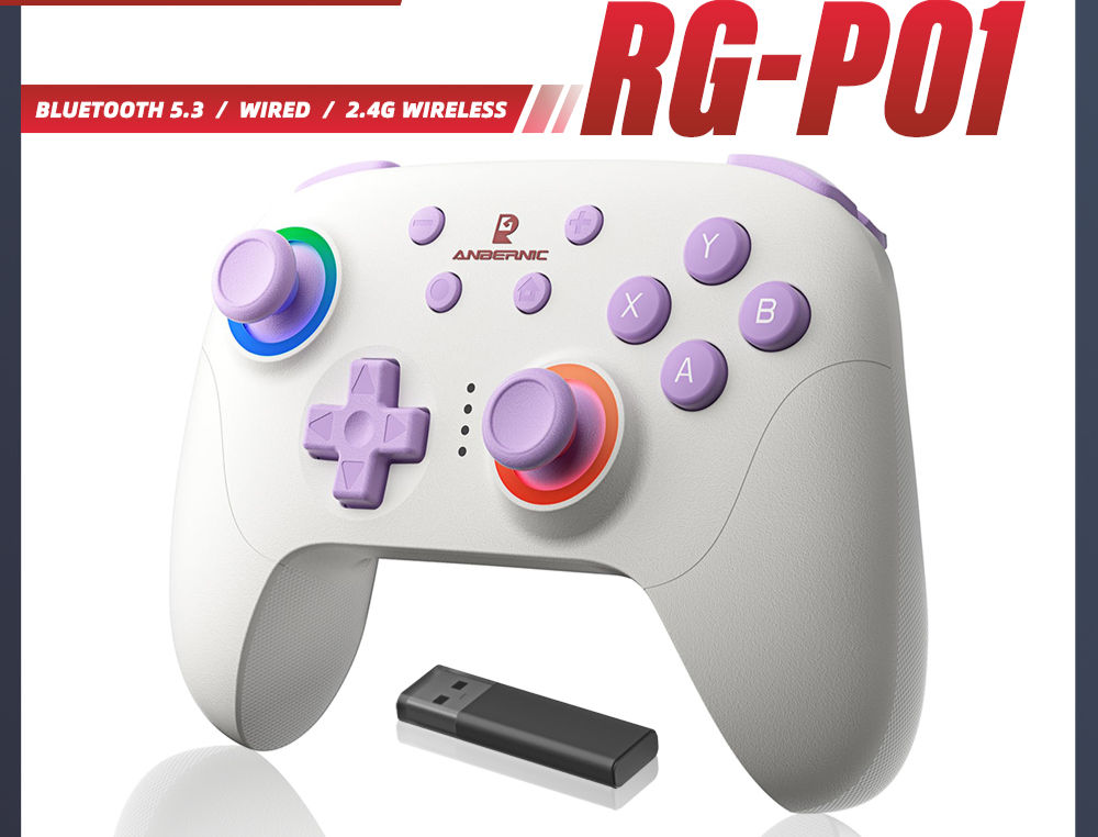 ANBERNIC RG P01 Gamepad Wireless Gaming Controller Hall Trigger Joystick Macro K