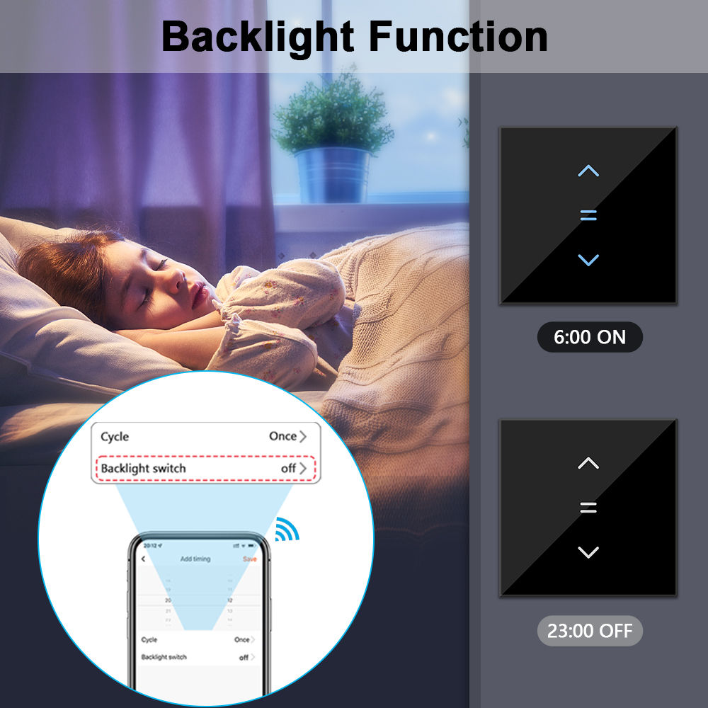 LoraTap WiFi Curtains Blinds Roller Shutter Switch Backlight Tuya Smart Life App
