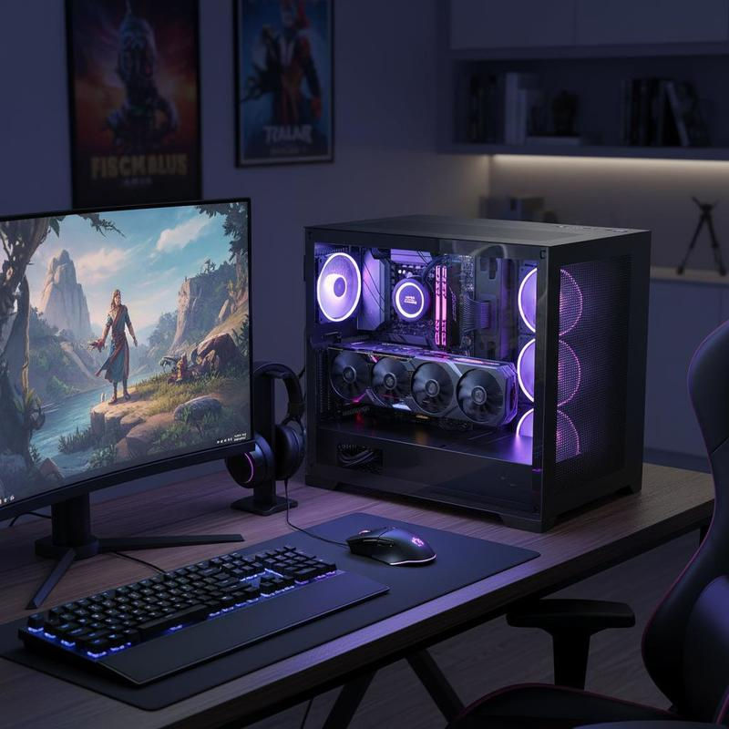 Computer Chassis Mid-Tower For Desktop Gaming Office Workstation, Dual Chamber T