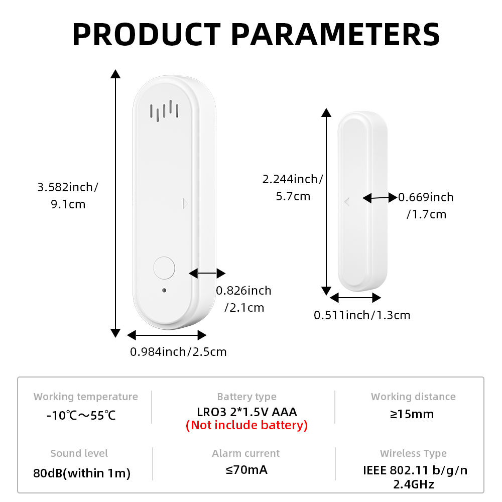 Tuya WiFi Door Window Sensor 80dB Sound WiFi Security Alarm Door Open Closed Det