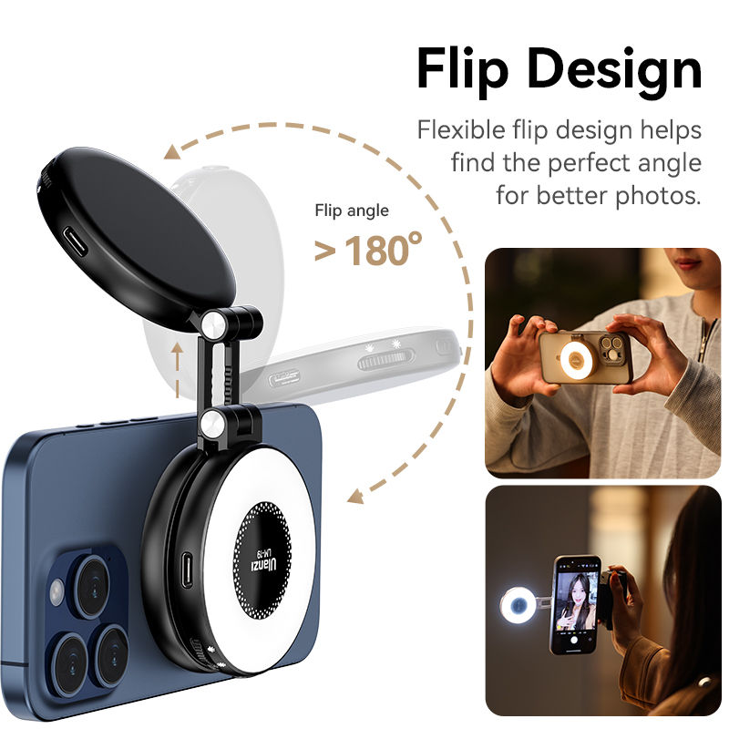 Ulanzi LM19 MagSafe Video Light Bi-Color Selfie Light for iPhone 16 15 14 Pro Ma