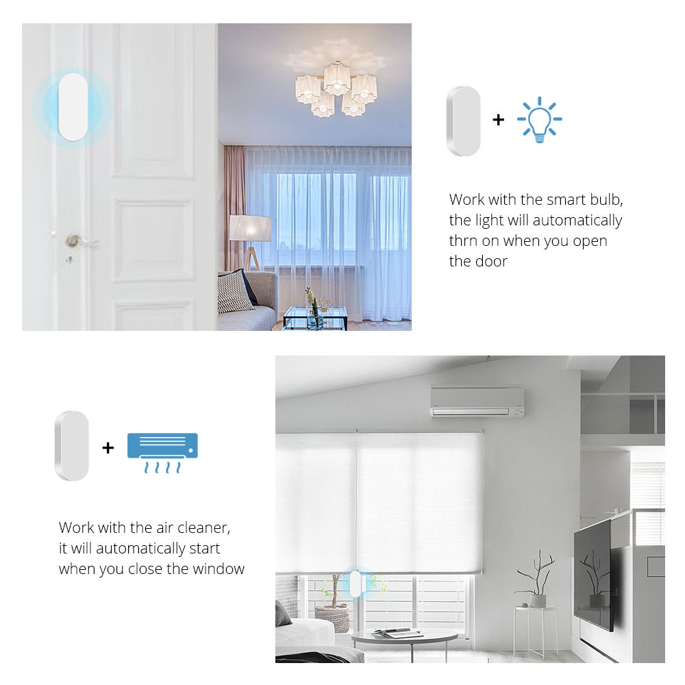 Zemismart Zigbee Door Window Sensor Smart Security Detector Real Time Automatic
