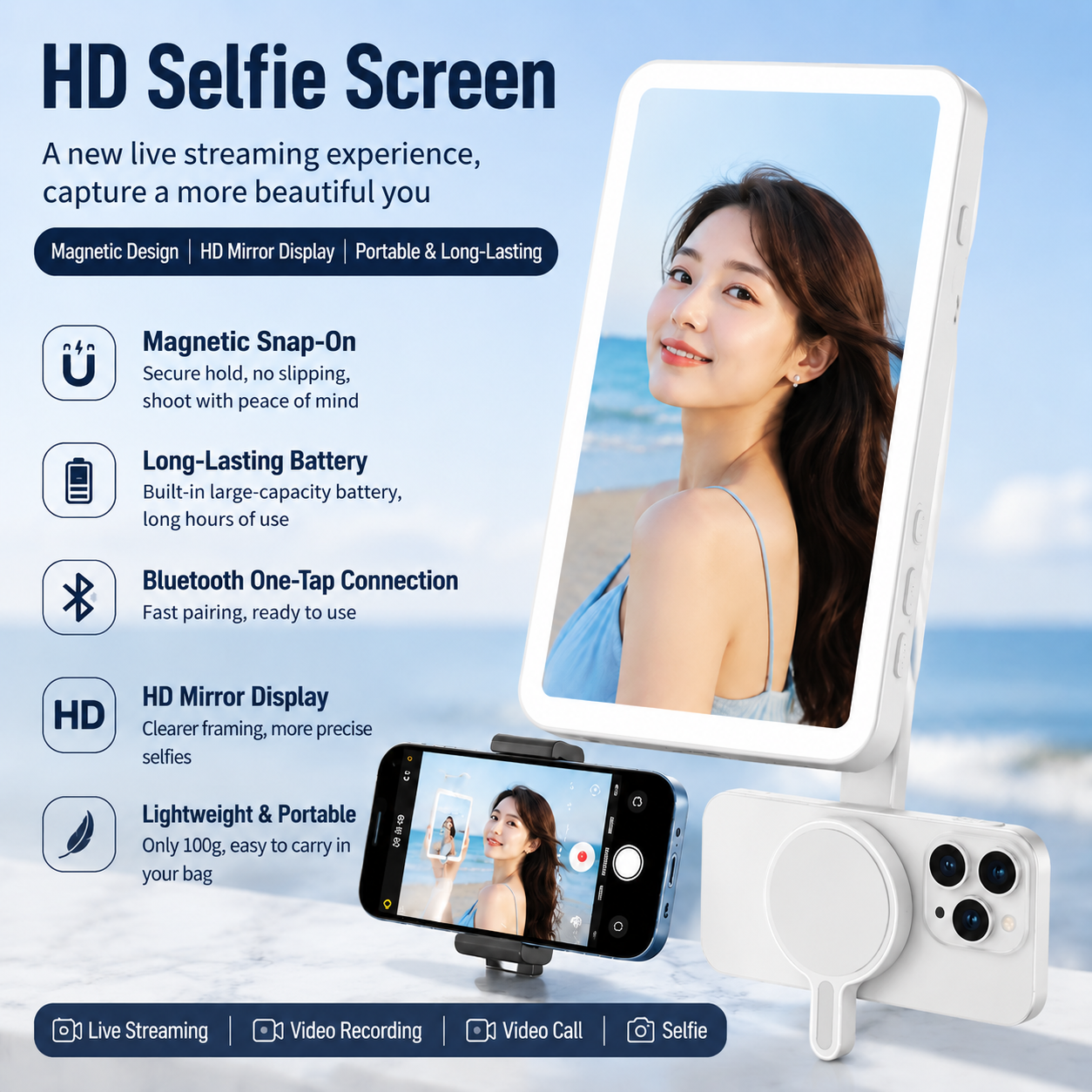 Mobile Phone Photography Wireless Magnetic Self Monitor Screen for Using Phone R