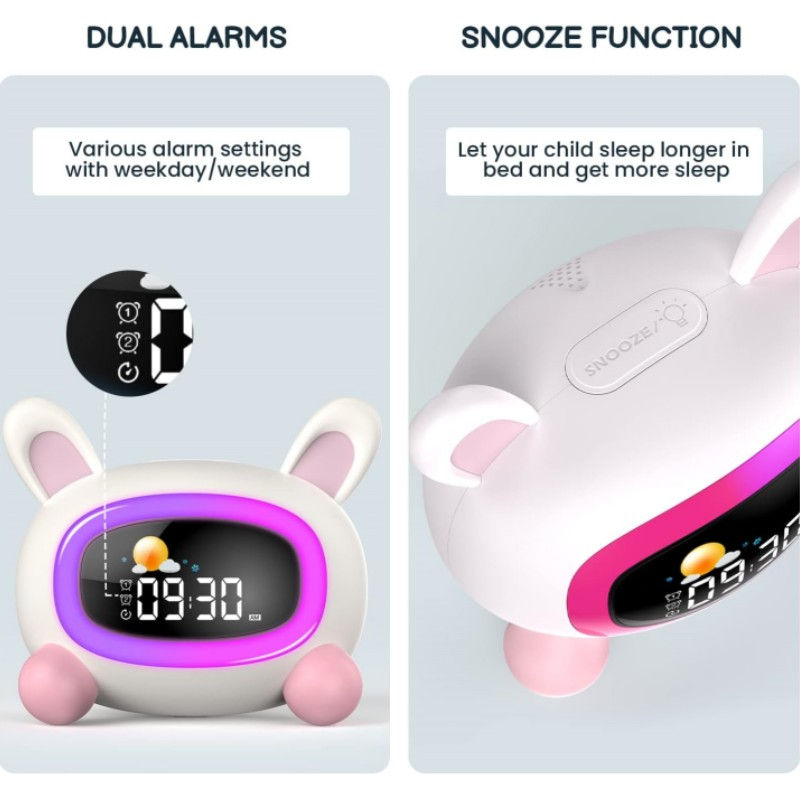 Alarm Clock for Kids Ok to Wake Children with Sleep Training and Sound Machine B