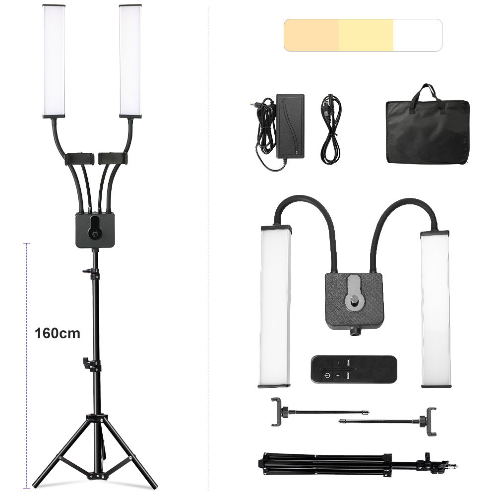 224LEDs Photographic Double Arms Fill Light 3200-5600K Long Strips LED Lamp LCD