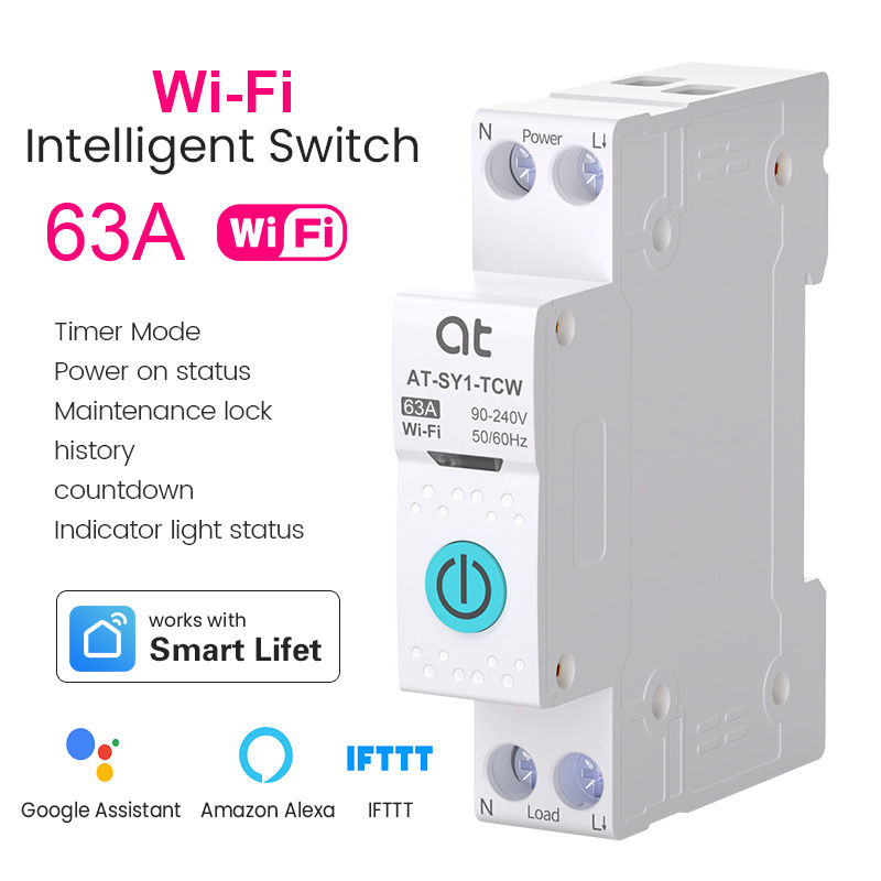 TUYA WIFI Smart Circuit Breaker With Metering 1P 50A 63A DIN Rail for Smart Home