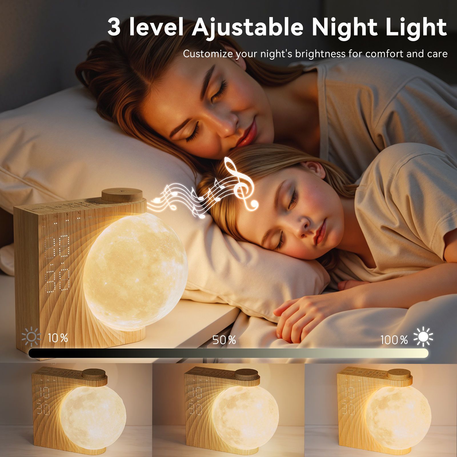Sunrise Alarm Clocks for Heavy Sleepers,Night Lamp Clocks for Bedrooms with Moon