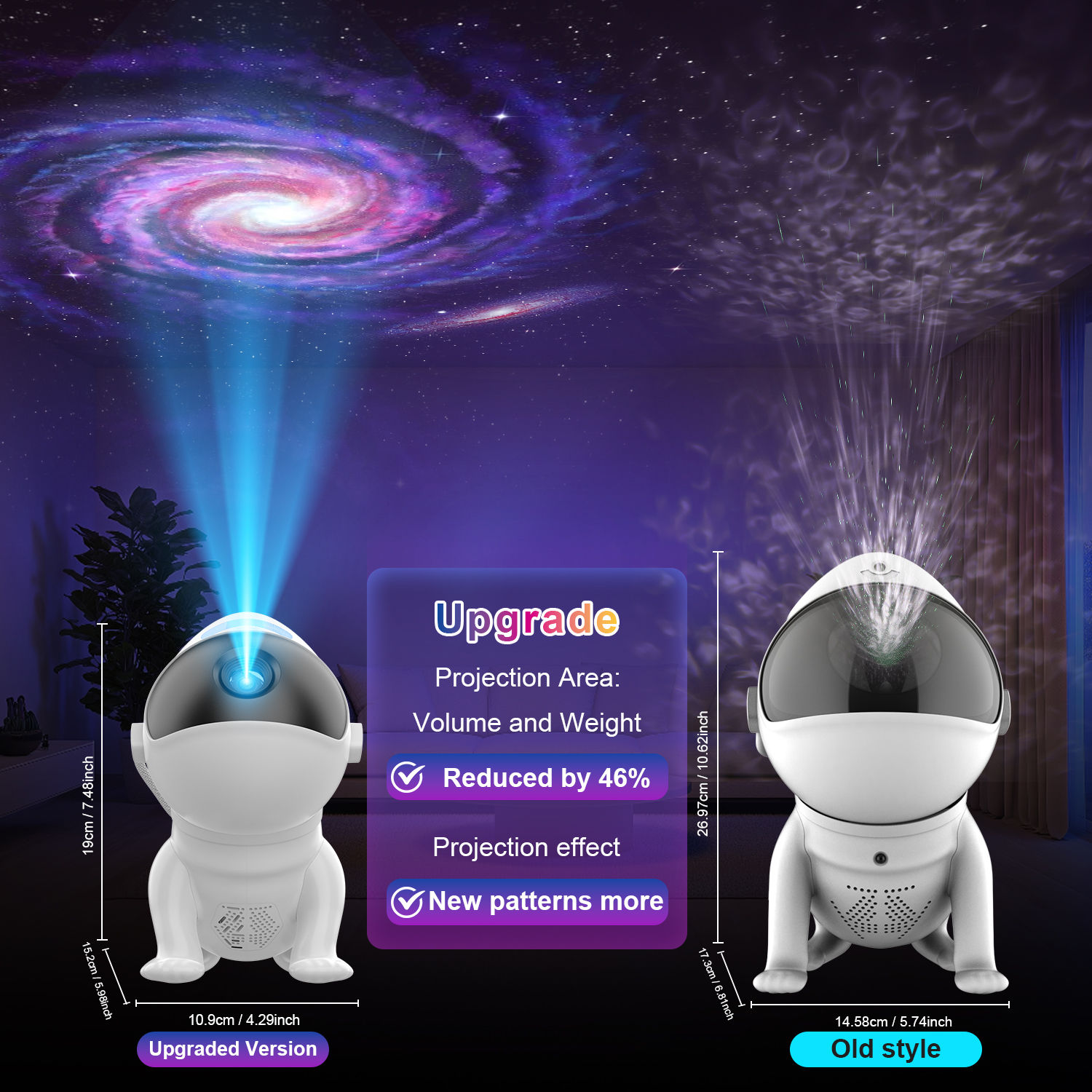 Star Projector Space Dog Projector Night Light 13 High-Definition Galaxy Discs B