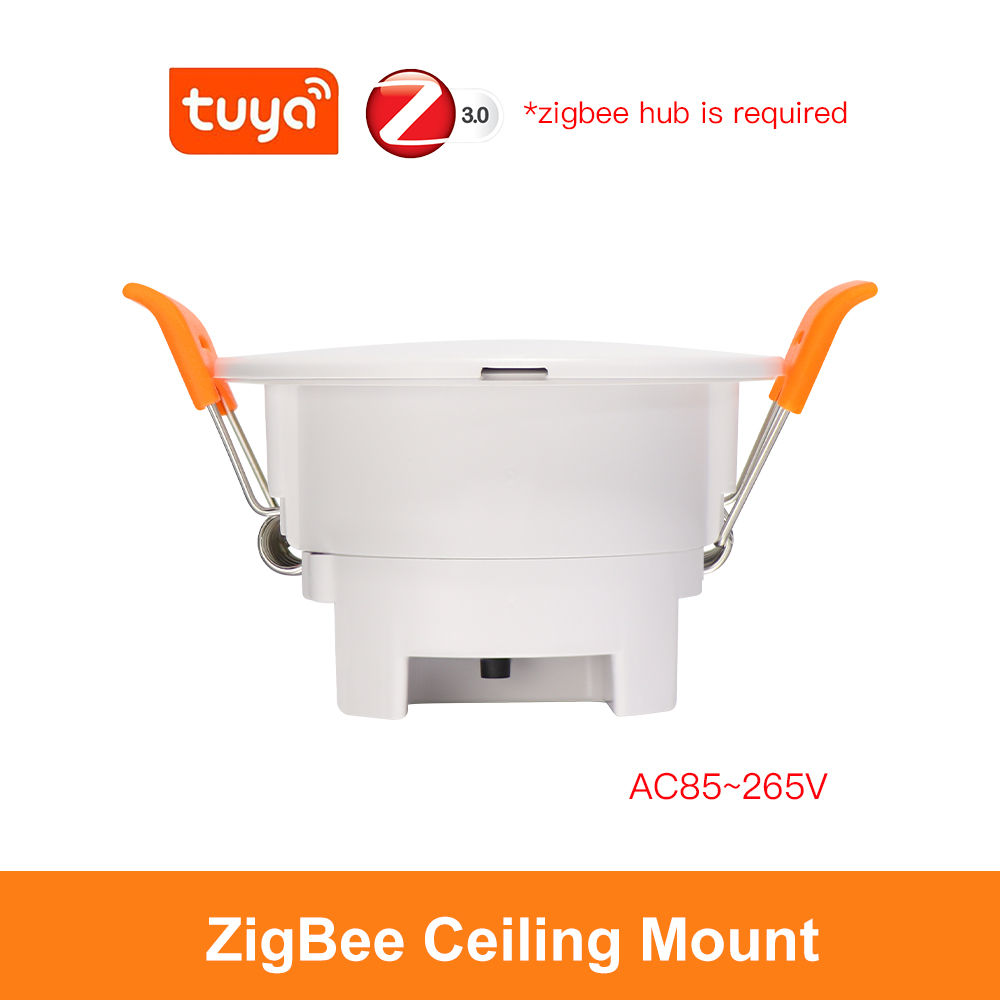 ZigBee MmWave Radar Human Presence Motion Sensor 24G Ceiling Mount Luminance/Dis