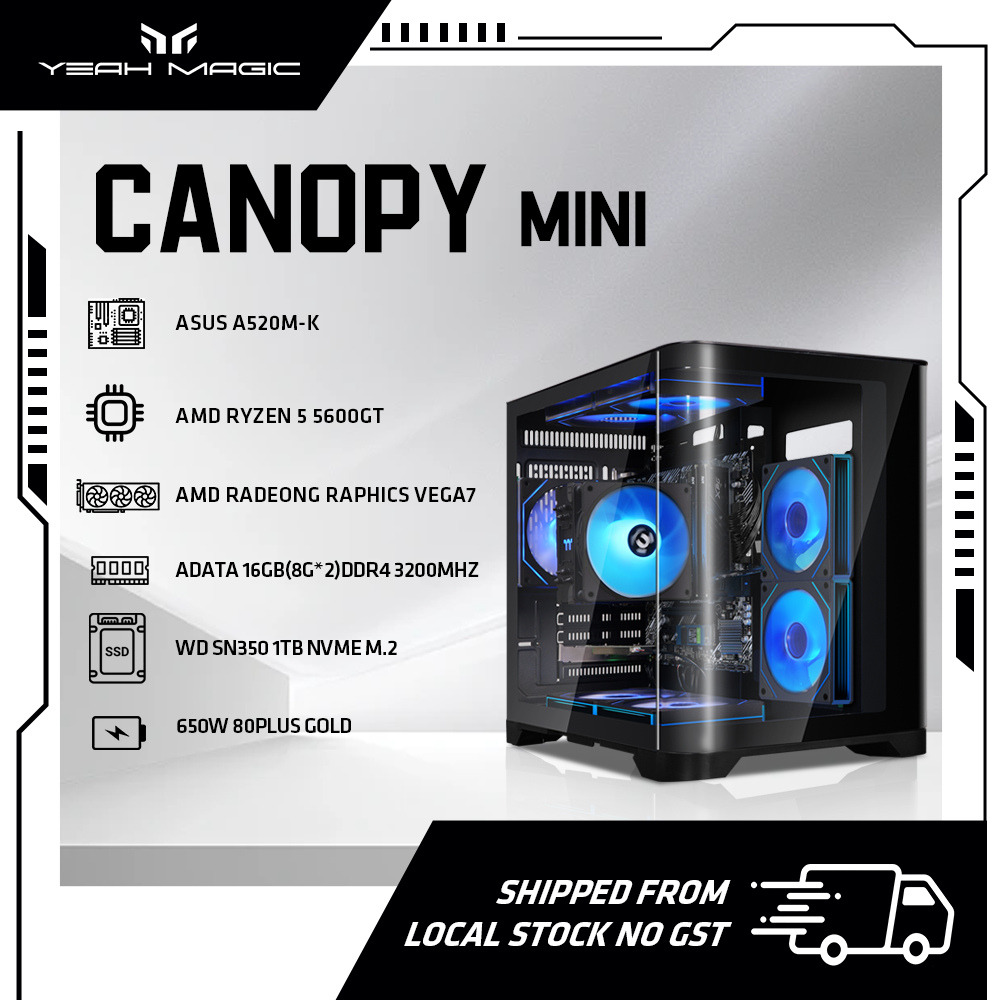 YEAH MAGIC Gaming Desktop AMD Ryzen 5 5600GT 3.9GHz 16GB(8G*2) DDR4 3200 1T NVME
