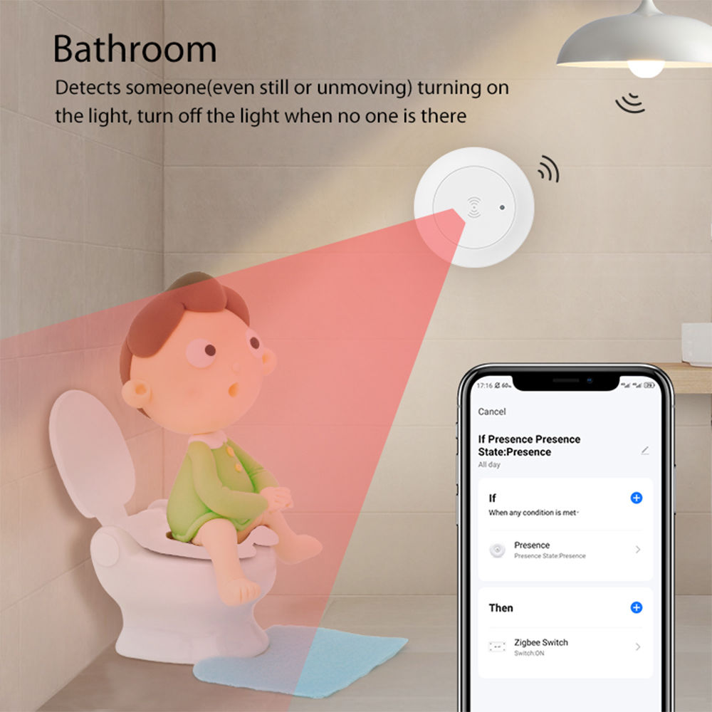 Haozee Tuya WiFi/ZigBee 24G MmWave Radar Smart Human Presence With Illumination