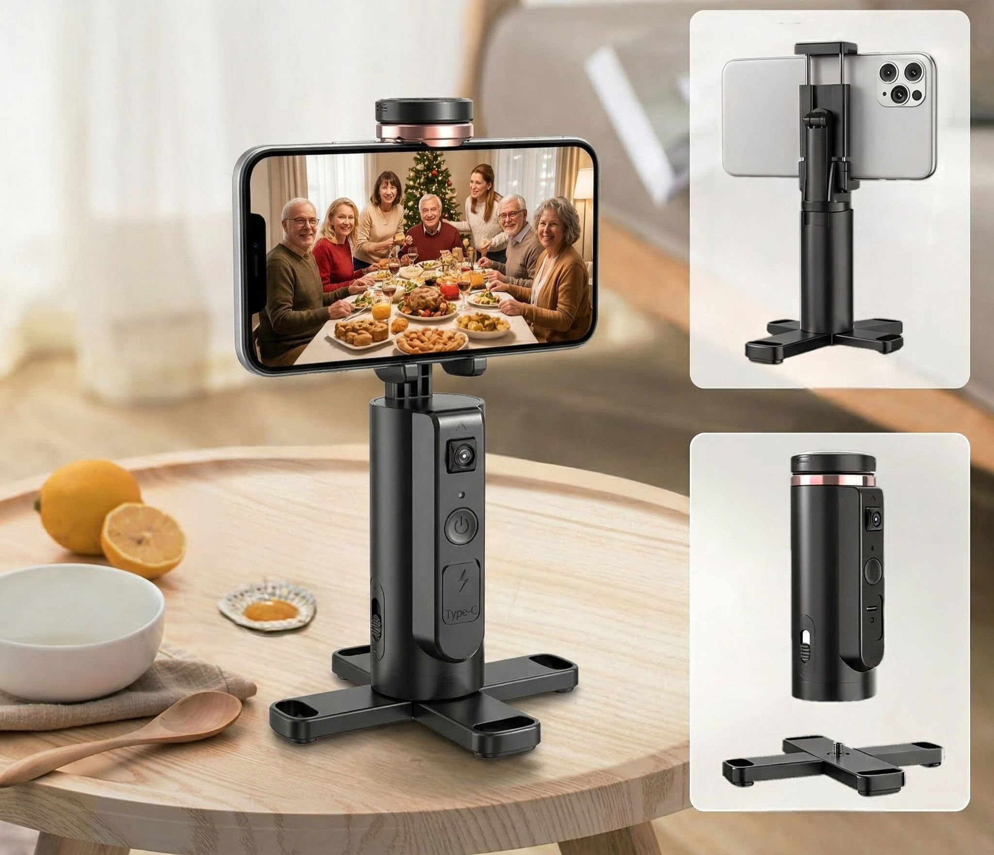 360° Face Tracking Gimbal Stabilizer for Smartphones Rotatable Phone Holder Com