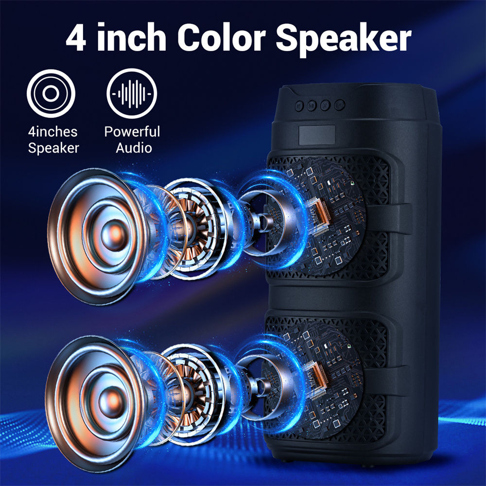 3000W Bluetooth Speaker Dual 4 inch Speaker Stereo Outdoor Portable Subwoofer 5.