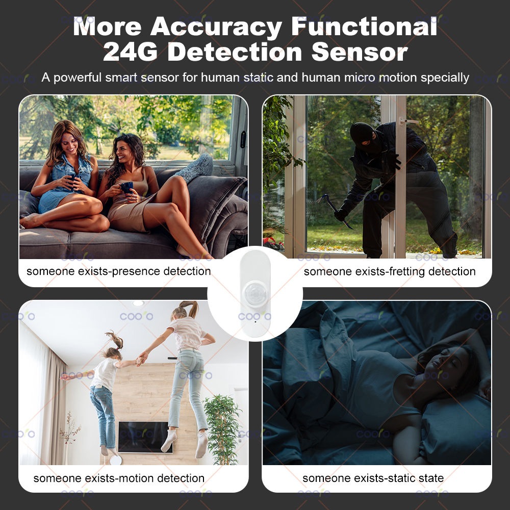 24G MmWave Radar Human Presence Sensor+PIR Motion Sensor Light Temperature Humid