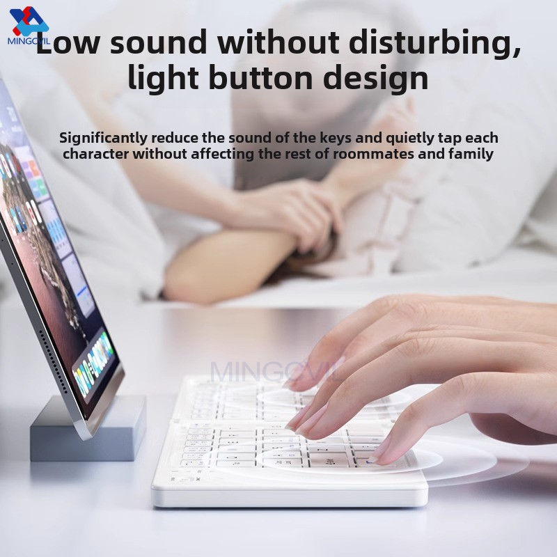 MINGCVIL Mini Foldable Wireless Keyboard Slim Portable Bluetooth Keyboard Rechar