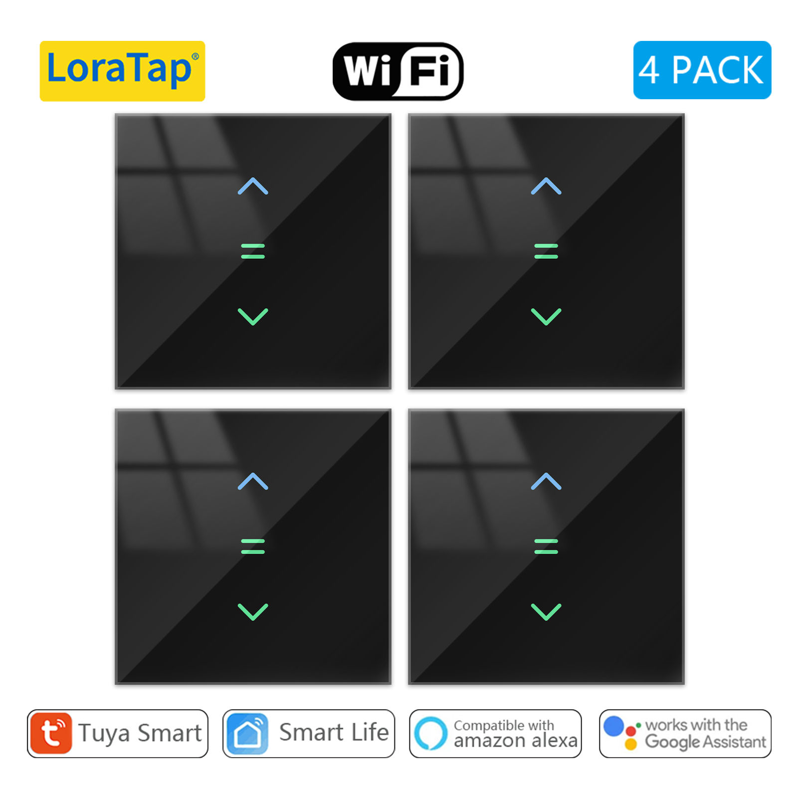 LoraTap WiFi Curtains Blinds Roller Shutter Switch Backlight Tuya Smart Life App