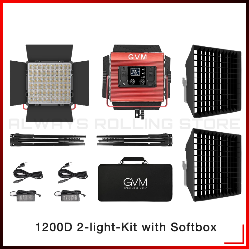 GVM 1200D-RGB 2-light Kit 50W High Beam Bi-Color+50W 3200K~5600K RGB Soft Light