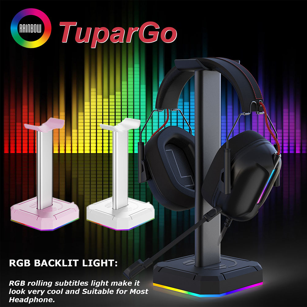 Headset Support Stand Space Saving Desktop Organizer Vertical Bracket Hanger RGB