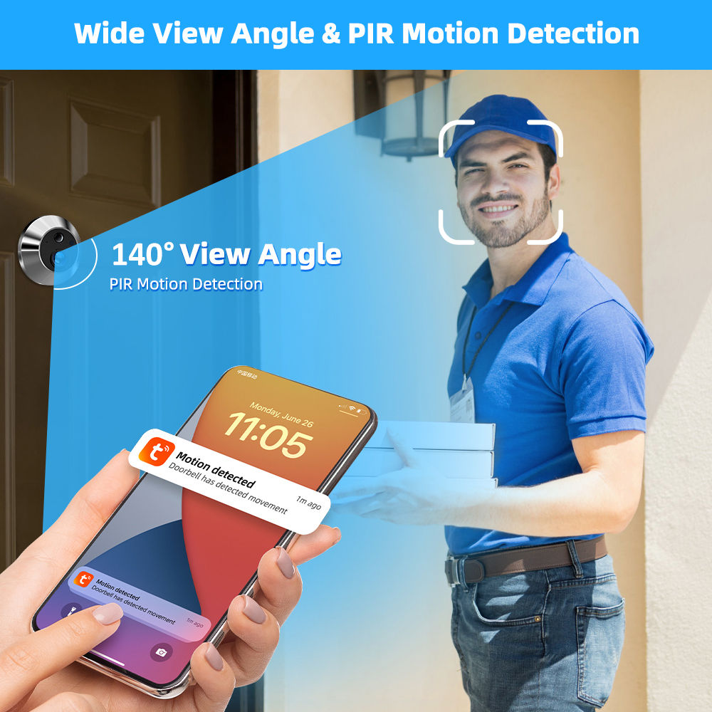 Tuya Smart 3MP 140° Wide View Angle Mini Digital Peephole Eye Viewer WiFi IR PI