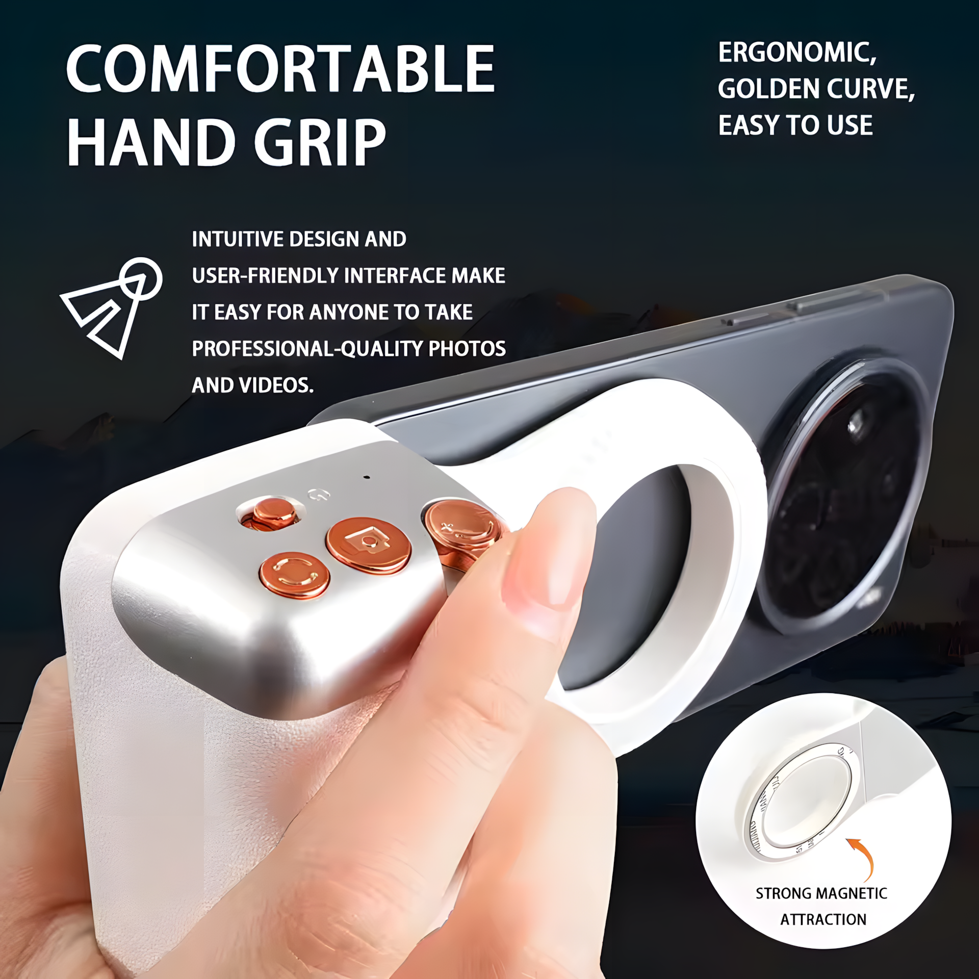 Magnetic Phone Camera Grip Bluetooth Remote Shutter Magsafe Handle 1/4 Tripod Mo
