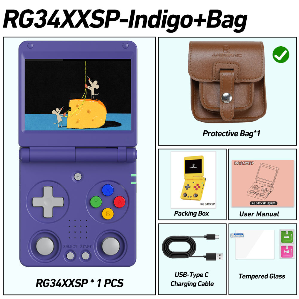 Anbernic RG34XXSP 3.4-Inch IPS Linux 64-bit Game Console H700 Quad-Core 1GB Retr