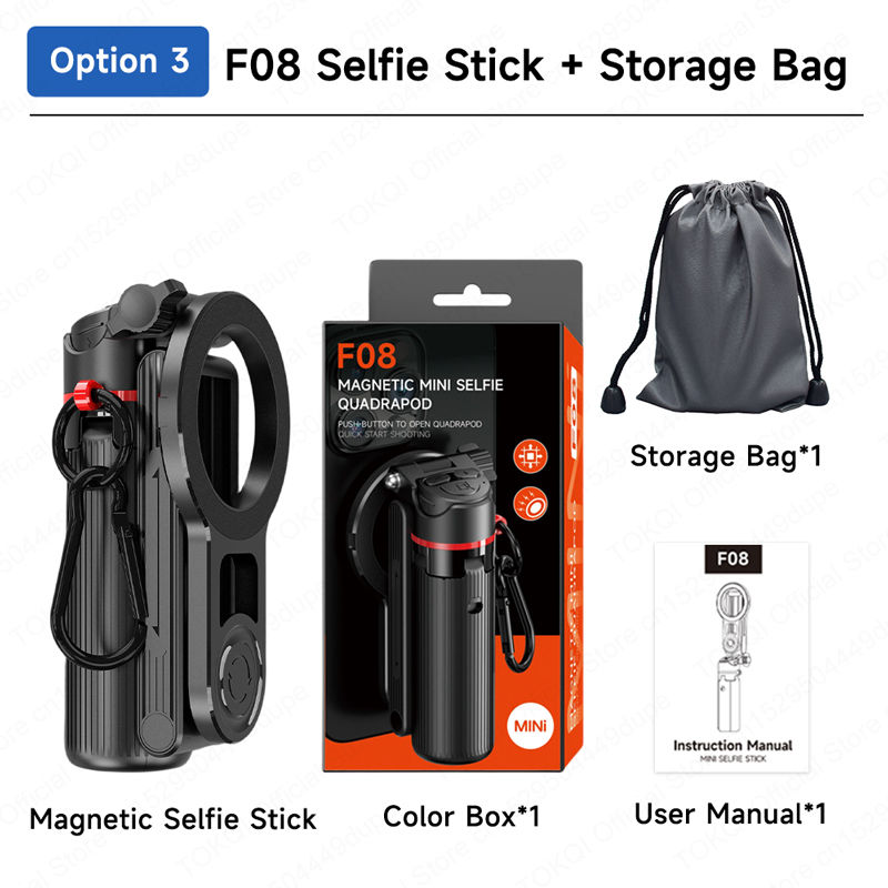 TOKQI Magnetic Portable Selfie Stick Tripod Magnetic Phone Holde for Smartphone