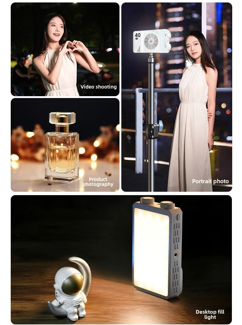 40W Mini Portable LED Fill Video Light with Built-In Rechargeable Battery Fill L