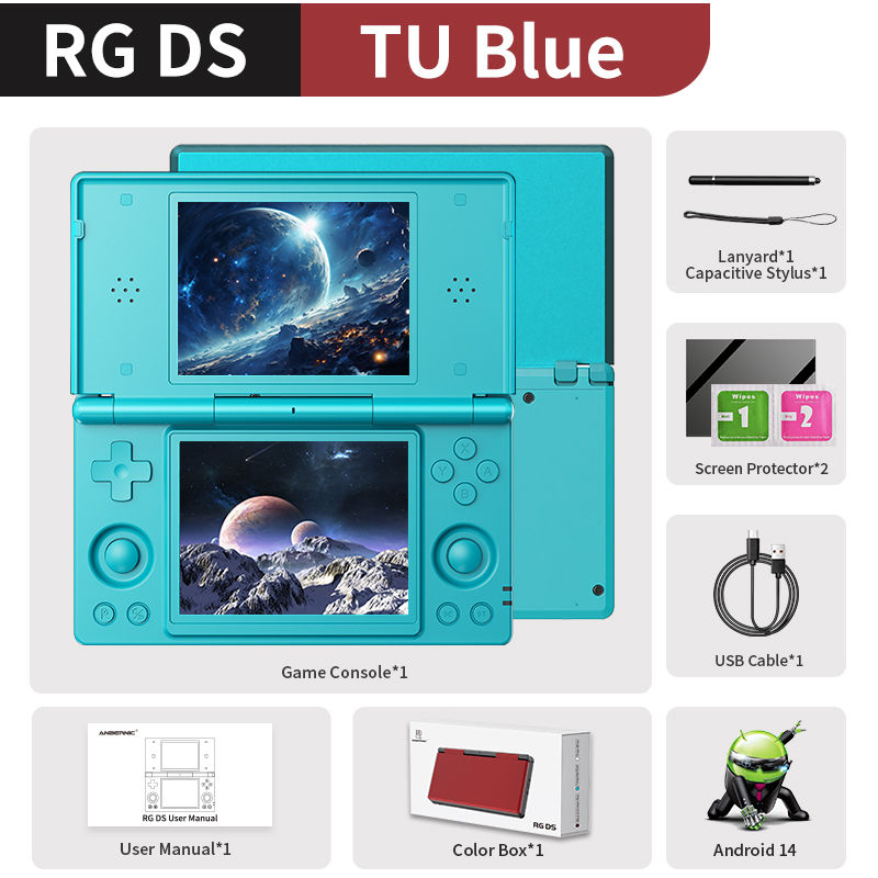 Anbernic RG DS Handheld Game Console 4" IPS Dual Screen Android 4000mAh Flip Vid