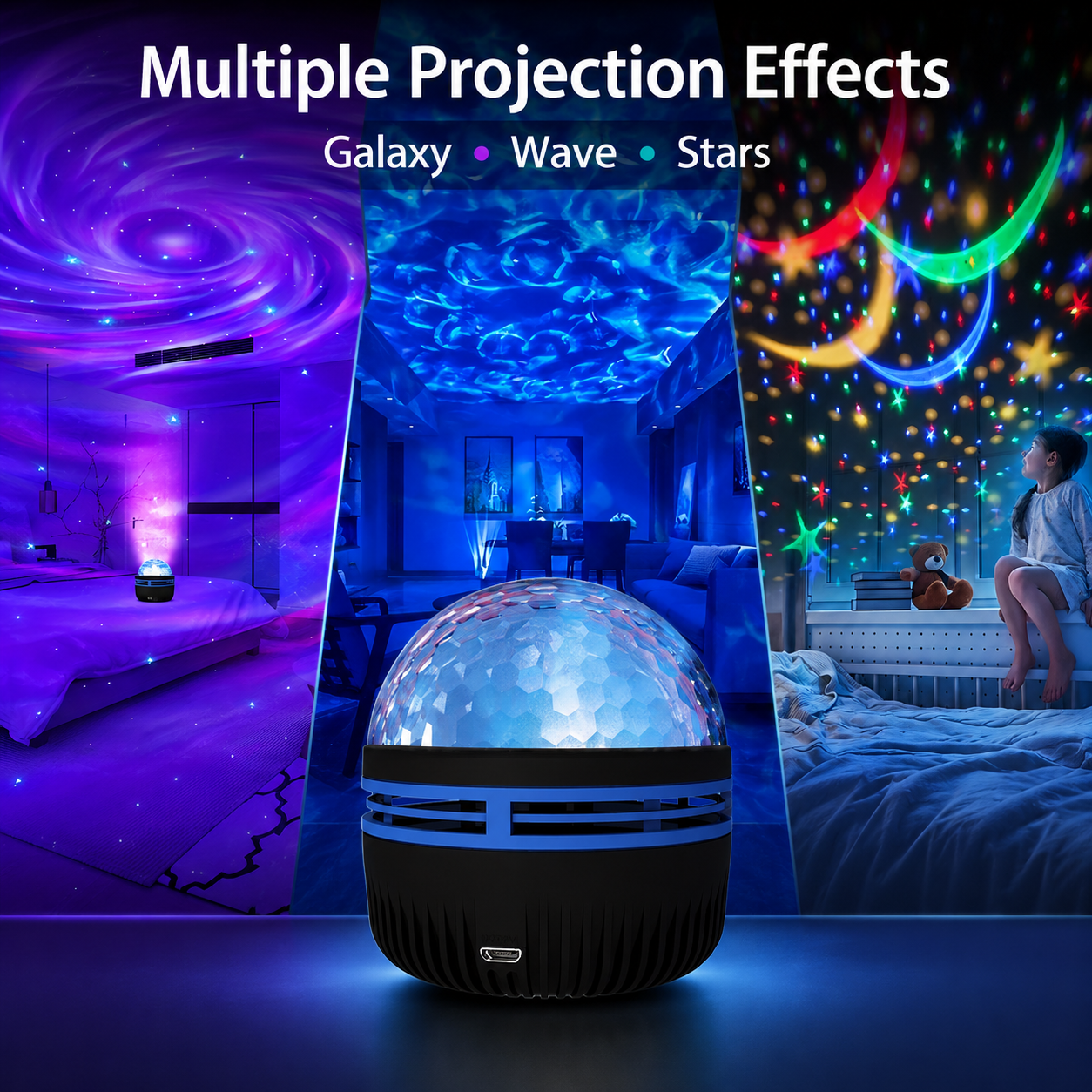 Mini Star Projector Night Light, USB Powered Galaxy Aurora Water Wave Ceiling La
