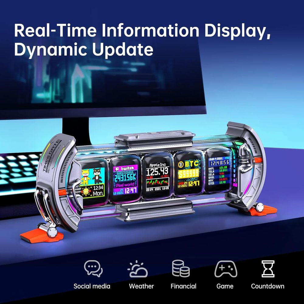 Cyberpunk Gaming Setup Digital Alarm Clock, Smart APP, RGB LED Display, Personal