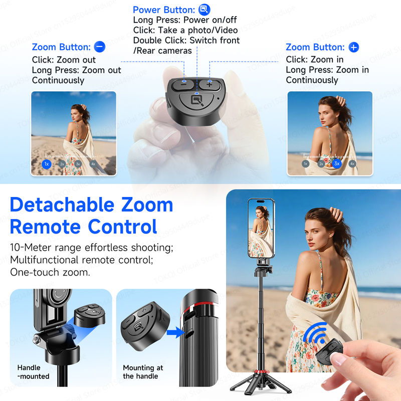 TOKQI Magnetic Portable Selfie Stick Tripod Magnetic Phone Holde for Smartphone