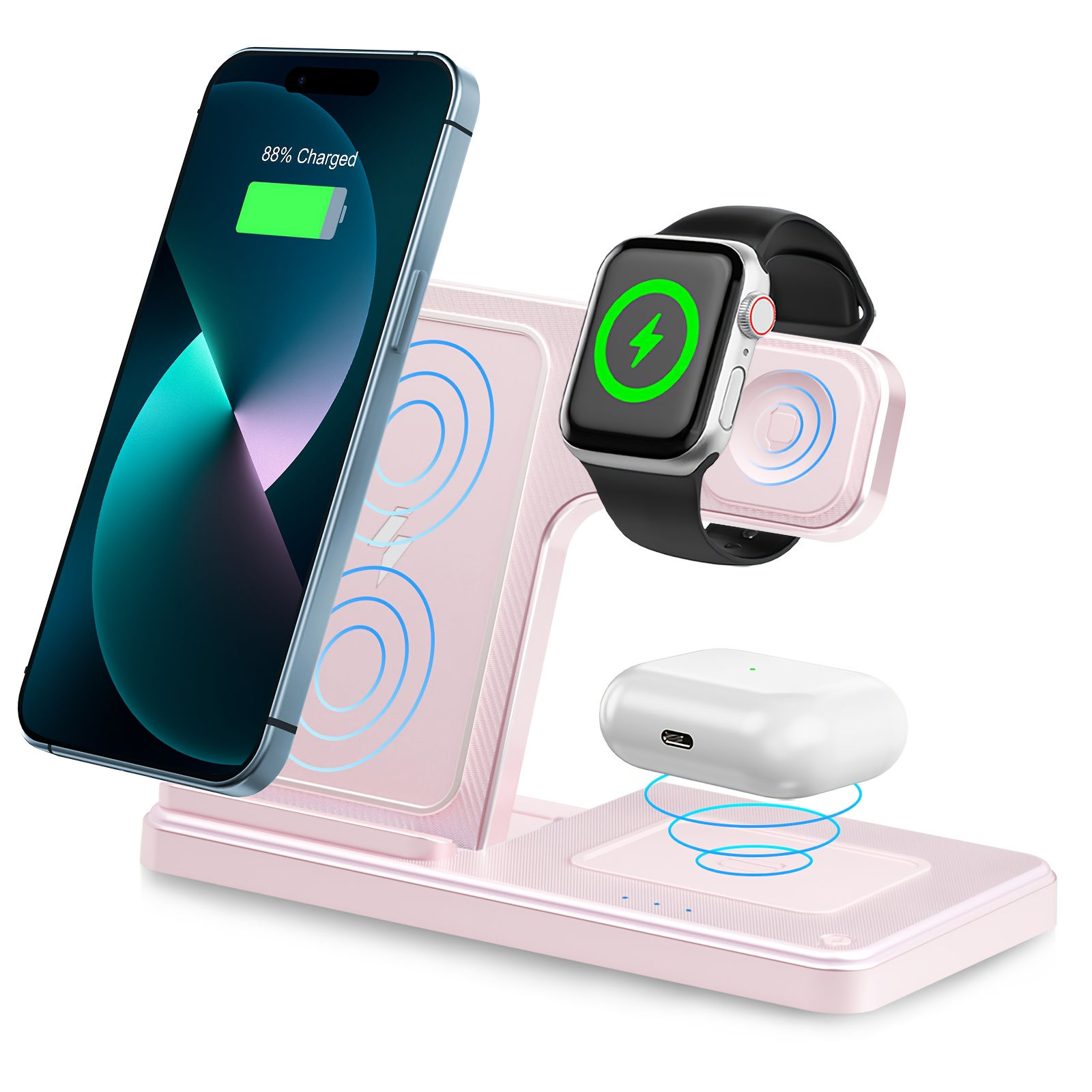 15W Magnetic Wireless Charger Stand Foldable 3 In 1 Fast Charging Sation for iPh