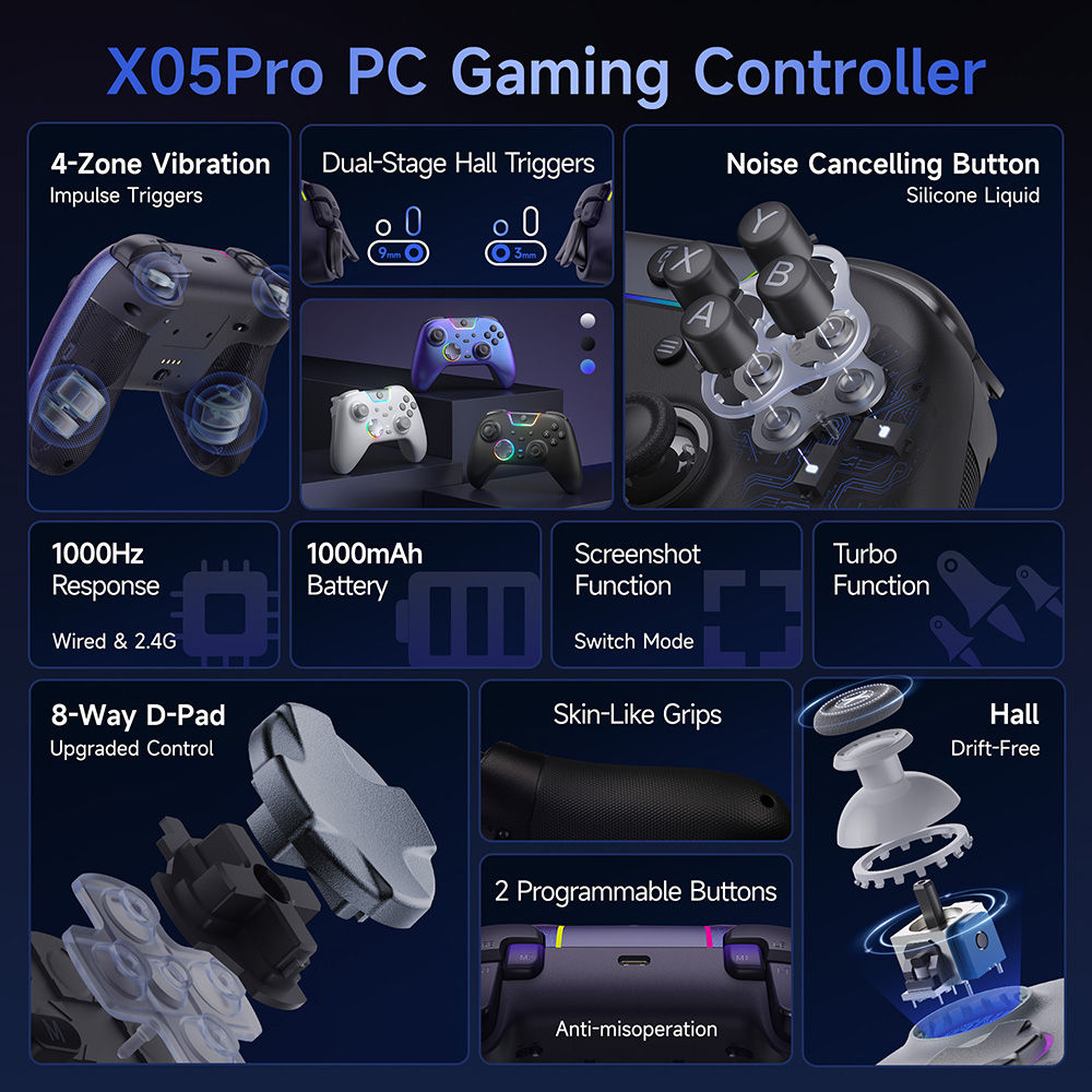 Wireless Gamepad EasySMX X05Pro Charging Dock Controller Compatible with EA Spor