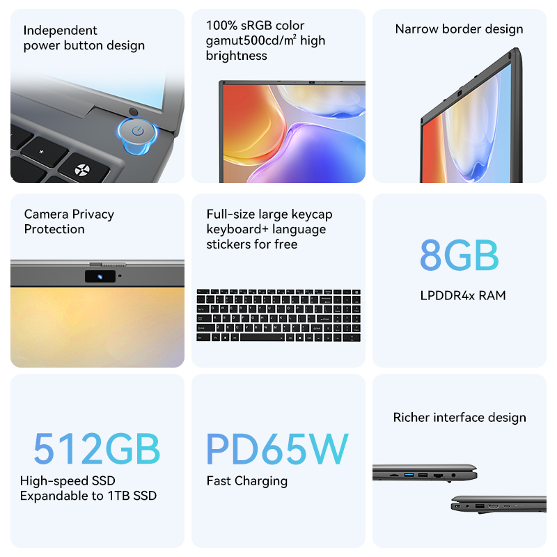 16 Inch Laptop with Intel Core i5 1240P 2.5K IPS Display Windows 11 Notebook Por