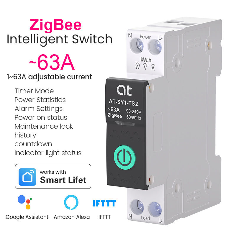 TUYA WIFI Smart Circuit Breaker With Metering 1P 50A 63A DIN Rail for Smart Home