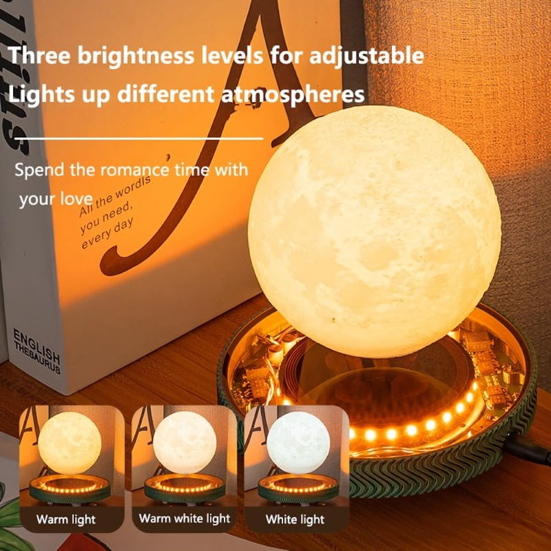Levitating Moon Lamp Floating Saturn Lamp with Light Base 360° Rotation Saturn