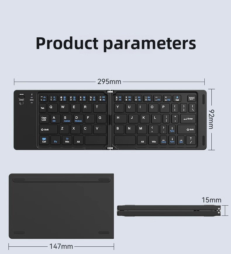 MINGCVIL Mini Foldable Wireless Keyboard Slim Portable Bluetooth Keyboard Rechar