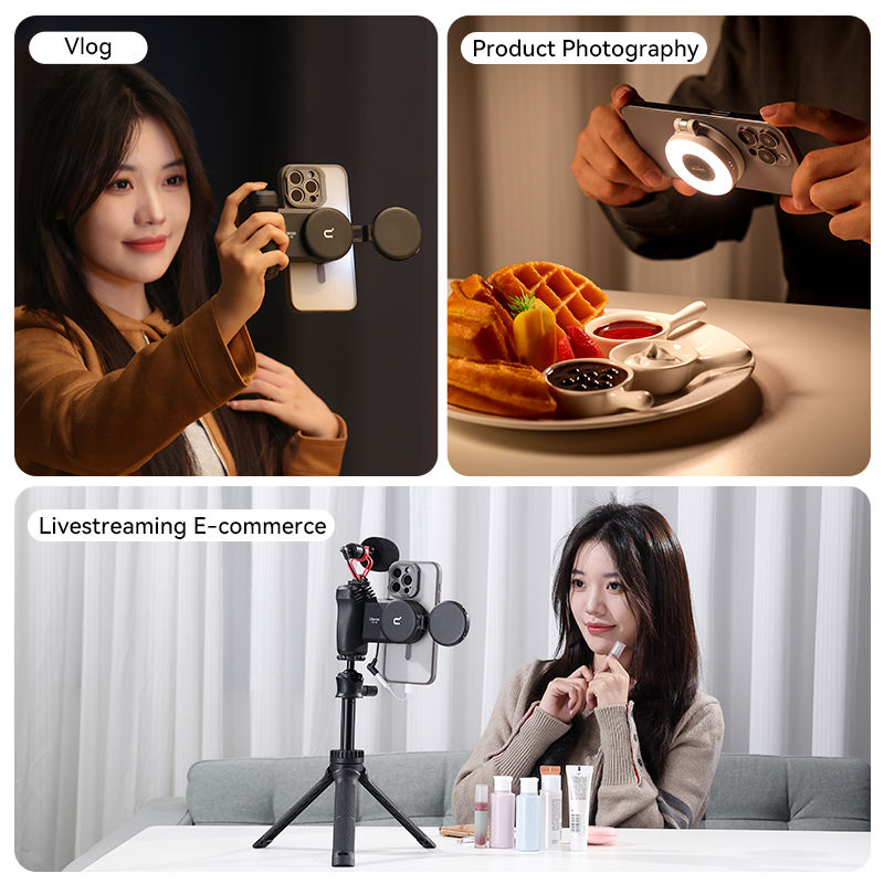 Ulanzi LM19 MagSafe Video Light Bi-Color Selfie Light for iPhone 16 15 14 Pro Ma